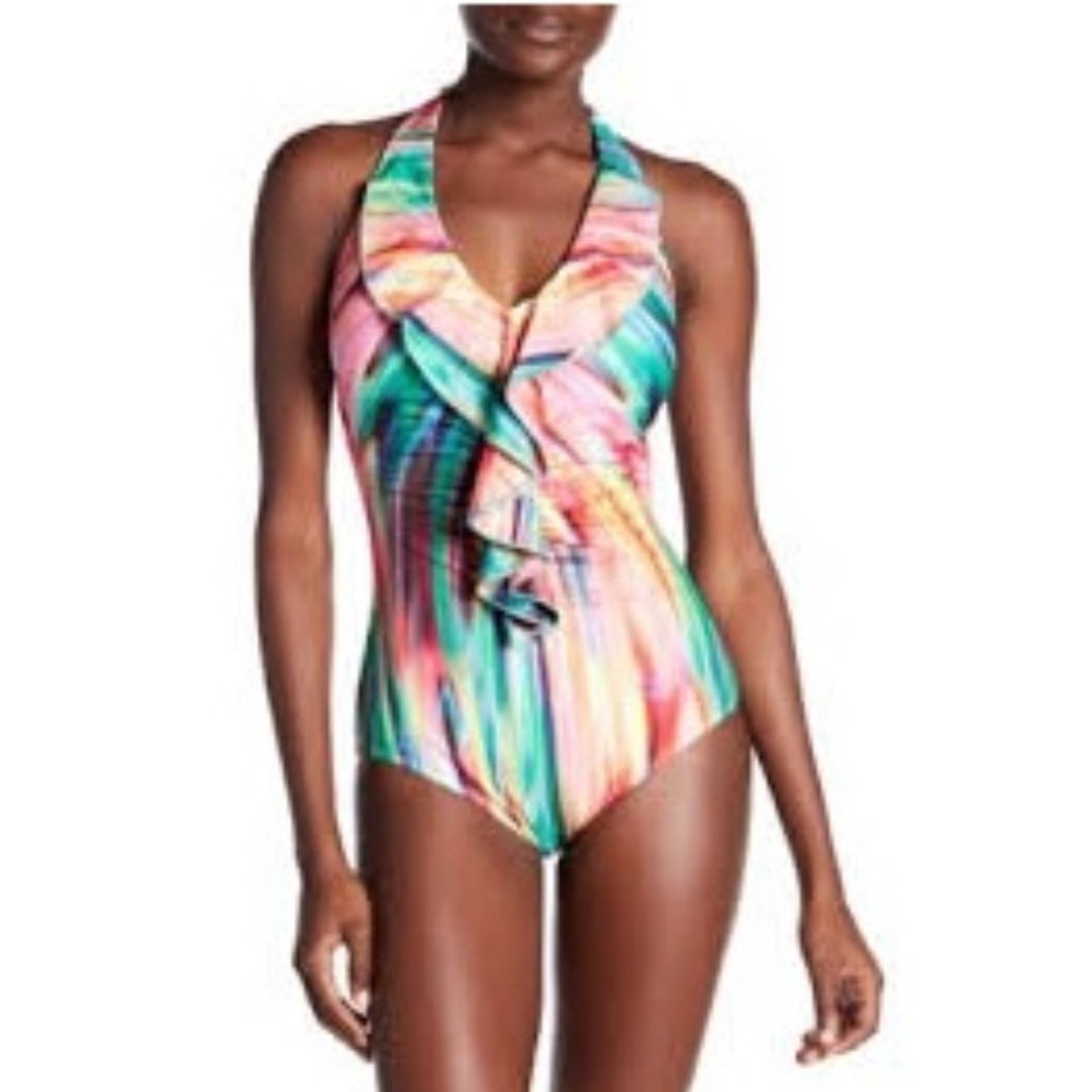 💥 La Moda Sherbet Stripe Swimsuit